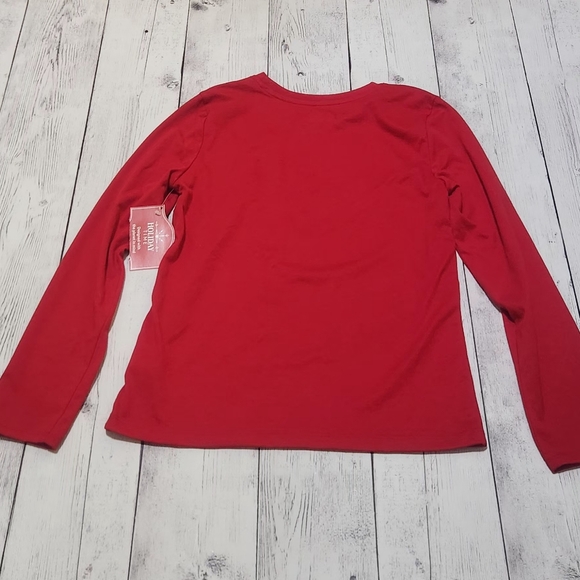 Holiday Time Red Reindeer Long Sleeve Tee Girls Size 10/12 - Picture 5 of 5